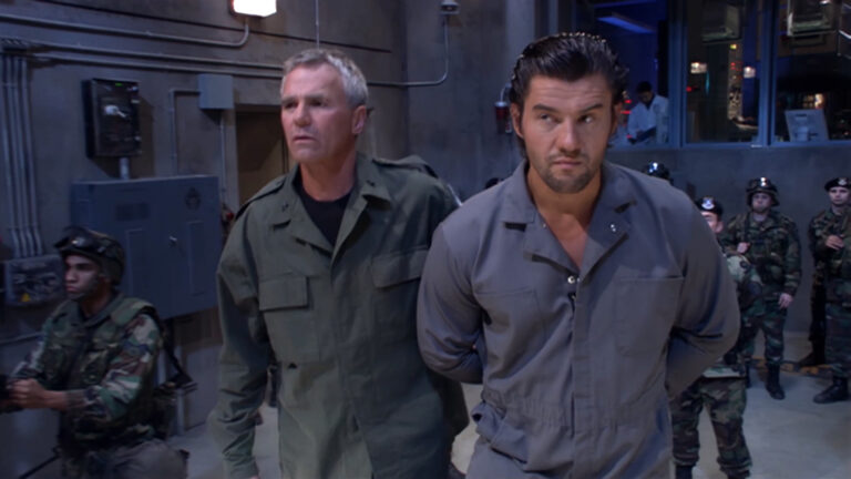 Jack O'Neill leads Camulus to the Stargate ("Zero Hour")